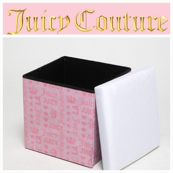 Juicy Couture Home Logo Crown Lidded Collapsible Storage Cube - Picture 1 of 9